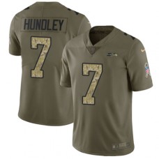 Men's Nike Seattle Seahawks #7 Brett Hundley Limited Olive Camo 2017 Salute to Service NFL Jersey