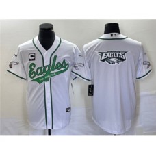 Men's Nike Philadelphia Eagles White Team Big Logo With C Cool Base Stitched Baseball Jersey