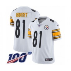 Men's Pittsburgh Steelers #81 Zach Gentry White Vapor Untouchable Limited Player 100th Season Football Stitched Jersey