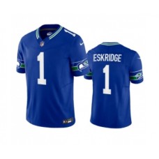 Men's Nike Seattle Seahawks #1 Dee Eskridge Royal 2023 F.U.S.E. Vapor Limited Throwback Stitched Jersey