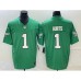 Men's Nike Philadelphia Eagles #1 Jalen Hurts Green 2023 F.U.S.E. Vapor Limited Throwback Stitched Football Jersey