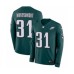 Men's Nike Philadelphia Eagles #31 Wilbert Montgomery Limited Green Therma Long Sleeve NFL Jersey