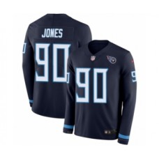 Men's Nike Tennessee Titans #90 DaQuan Jones Limited Navy Blue Therma Long Sleeve NFL Jersey