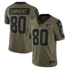 Men's Seattle Seahawks #80 Steve Largent Nike Olive 2021 Salute To Service Retired Player Limited Stitched Jersey