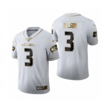 Men's Seattle Seahawks #3 Russell Wilson Limited White Golden Edition Football Stitched Jersey