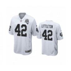 Men's Oakland Raiders #42 Cory Littleton White 2020 Inaugural Season Game Stitched Jersey