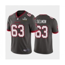 Men's Tampa Bay Buccaneers #63 Lee Roy Selmon Pewter Super Bowl LV Stitched Jersey