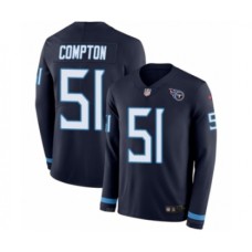 Men's Nike Tennessee Titans #51 Will Compton Limited Navy Blue Therma Long Sleeve NFL Jersey