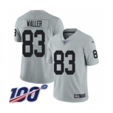 Men's Oakland Raiders #83 Darren Waller Limited Silver Inverted Legend 100th Season Football Jersey