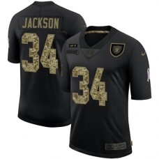 Men's Oakland Raiders #34 Bo Jackson Camo 2020 Salute To Service Limited Stitched Jersey