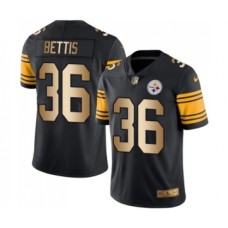 Men's Pittsburgh Steelers #36 Jerome Bettis Limited Black Gold Rush Vapor Untouchable Football Jersey