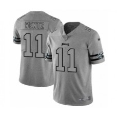 Men's Philadelphia Eagles #11 Carson Wentz Limited Gray Team Logo Gridiron Football Stitched Jersey