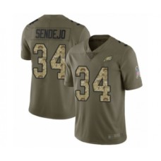 Men's Philadelphia Eagles #34 Andrew Sendejo Limited Olive Camo 2017 Salute to Service Football Jersey