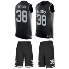 Men's Nike Oakland Raiders #38 Nick Nelson Limited Black Tank Top Suit NFL Jersey