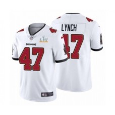 Men's Tampa Bay Buccaneers #47 John Lynch White 2021 Super Bowl LV Stitched Jersey