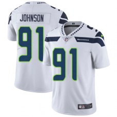 Men's Nike Seattle Seahawks #91 Tom Johnson White Vapor Untouchable Limited Player NFL Jersey