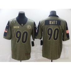 Men's Pittsburgh Steelers #90 T. J. Watt Nike Olive 2021 Salute To Service Limited Player Stitched Jersey