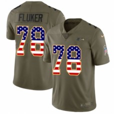 Men's Nike Seattle Seahawks #78 D.J. Fluker Limited Olive/USA Flag 2017 Salute to Service NFL Jersey