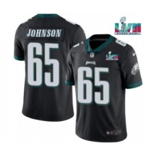 Men's Philadelphia Eagles #65 Lane Johnson Black Super Bowl LVII Patch Vapor Untouchable Limited Stitched Jersey