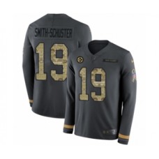 Men's Nike Pittsburgh Steelers #19 JuJu Smith-Schuster Limited Black Salute to Service Therma Long Sleeve NFL Jersey