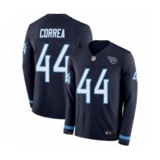 Men's Nike Tennessee Titans #44 Kamalei Correa Limited Navy Blue Therma Long Sleeve NFL Jersey