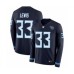 Men's Nike Tennessee Titans #33 Dion Lewis Limited Navy Blue Therma Long Sleeve NFL Jersey