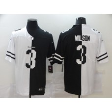 Men's Seattle Seahawks #3 Russell Wilson Black White Limited Split Fashion Football Stitched Jersey