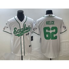 Men's Nike Philadelphia Eagles #62 Jason Kelce White Cool Base Stitched Baseball Jersey