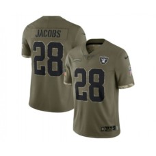 Men's Las Vegas Raiders #28 Josh Jacobs 2022 Olive Salute To Service Limited Stitched Jersey