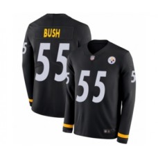 Men's Pittsburgh Steelers #55 Devin Bush Limited Black Therma Long Sleeve Football Jersey