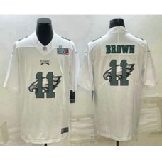 Men's Philadelphia Eagles #11 AJ Brown Super Bowl LVII Patch White Shadow Logo Limited Stitched Jersey