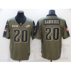 Men's Philadelphia Eagles #20 Brian Dawkins Nike Olive 2021 Salute To Service Limited Player Stitched Jersey