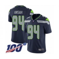 Men's Seattle Seahawks #94 Ezekiel Ansah Navy Blue Team Color Vapor Untouchable Limited Player 100th Season Football Stitched Jersey