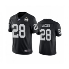 Men's Oakland Raiders #28 Josh Jacobs Black 60th Anniversary Vapor Untouchable Limited Player 100th Season Football Jersey