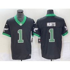 Men's Nike Philadelphia Eagles #1 Jalen Hurts Black 2023 F.U.S.E. Vapor Limited Throwback Stitched Football Jersey