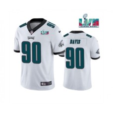 Men's Philadelphia Eagles #90 Jordan Davis White Super Bowl LVII Patch Vapor Untouchable Limited Stitched Jersey