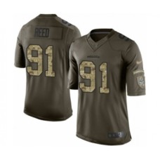 Men's Seattle Seahawks #91 Jarran Reed Elite Green Salute to Service Football Stitched Jersey