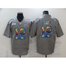 Men's Tampa Bay Buccaneers #12 Tom Brady Gray Rainbow Version Nike Limited Stitched Jersey