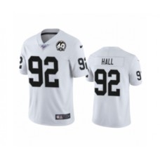 Men's Oakland Raiders #92 P.J. Hall White 60th Anniversary Vapor Untouchable Limited Player 100th Season Football Jersey