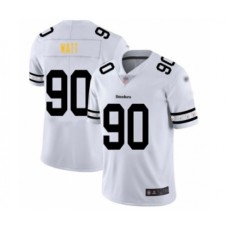 Men's Pittsburgh Steelers #90 T. J. Watt White Team Logo Fashion Limited Player Football Stitched Jersey