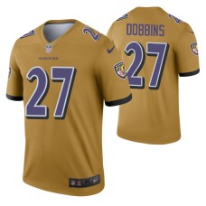 Baltimore Ravens J.K. Dobbins Inverted Legend #27 Gold Jersey