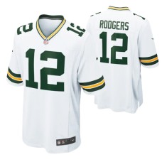 Men Green Bay Packers Aaron Rodgers #12 Game White Jersey