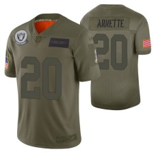 Las Vegas Raiders Damon Arnette #20 Olive 2019 Salute to Service Limited Jersey