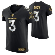 Men Denver Broncos Drew Lock Golden Edition Black Elite Jersey