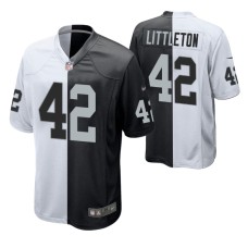 Men Las Vegas Raiders Cory Littleton #42 Split Black White Two Tone Game Jersey