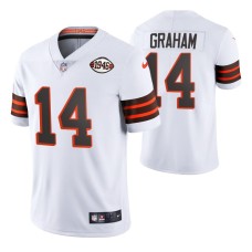 Otto Graham #14 Vapor Limited White 75th Anniversary Throwback Cleveland Browns Jersey