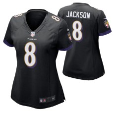 Women Baltimore Ravens Lamar Jackson #8 Game Black Jersey