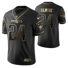 New England Patriots Stephon Gilmore 100th Season Jersey Black Gold Logo Edition