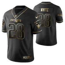 New England Patriots James White 100th Season Jersey Black Gold Logo Edition