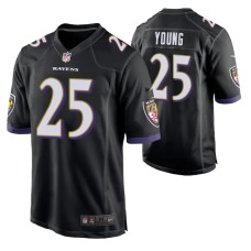 Men Baltimore Ravens #25 Tavon Young Black Nike Game Jersey